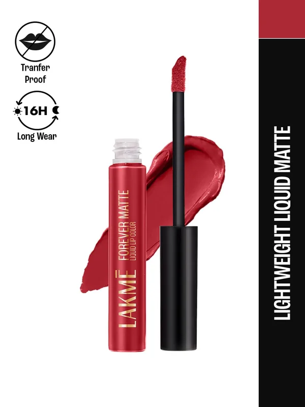 Lakme Forever Matte Lightweight & Transferproof 16Hr Liquid Lipstick 5.6ml - Red Velvet