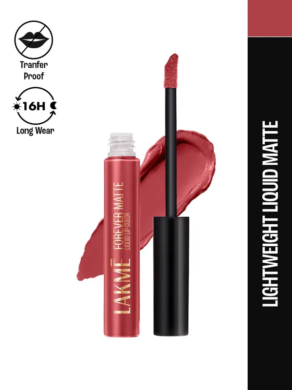 Lakme Forever Matte Lightweight & Transferproof 16Hr Liquid Lipstick 5.6ml -Pink Peach