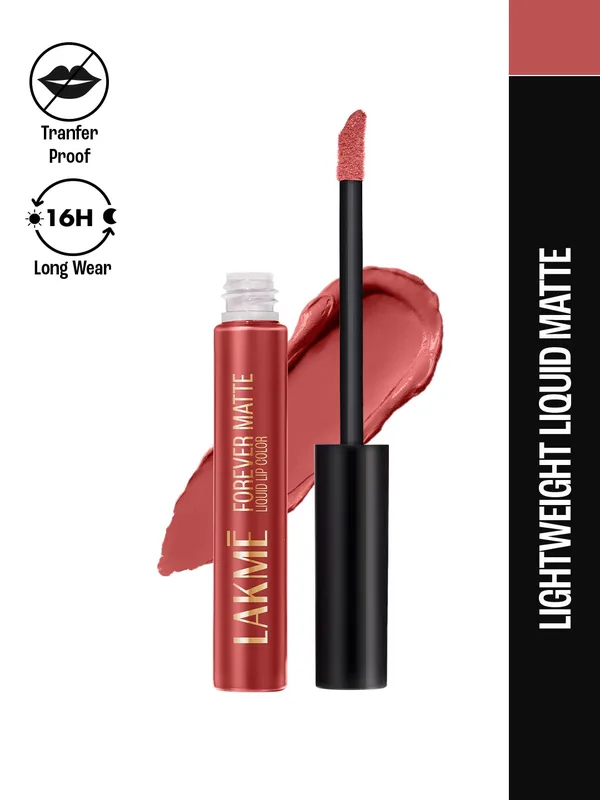 Lakme Forever Matte Lightweight & Transferproof 16Hr Liquid Lipstick 5.6ml - Coral Sense