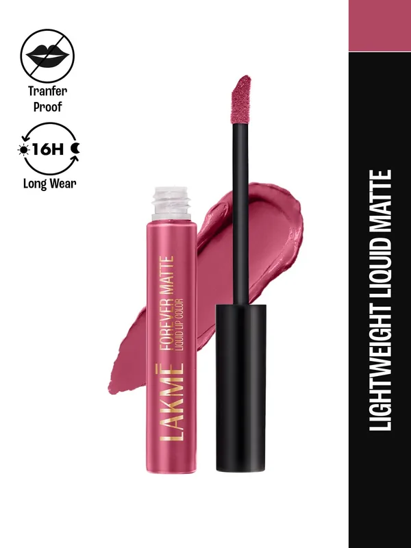 Lakme Forever Matte Lightweight & Transferproof 16Hr Liquid Lipstick 5.6ml - Pink Punch