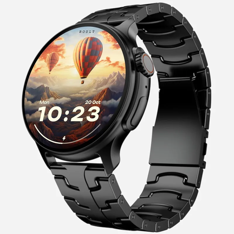 GOBOULT Pyro Smartwatch 1.43'' AMOLED Screen, BT Calling 5.3, 600 Nits Brightness, IP68, 150+ Watchfaces, 120+ Sports Modes, AI Voice Assistant, SpO2 Monitoring (Charcoal Black)
