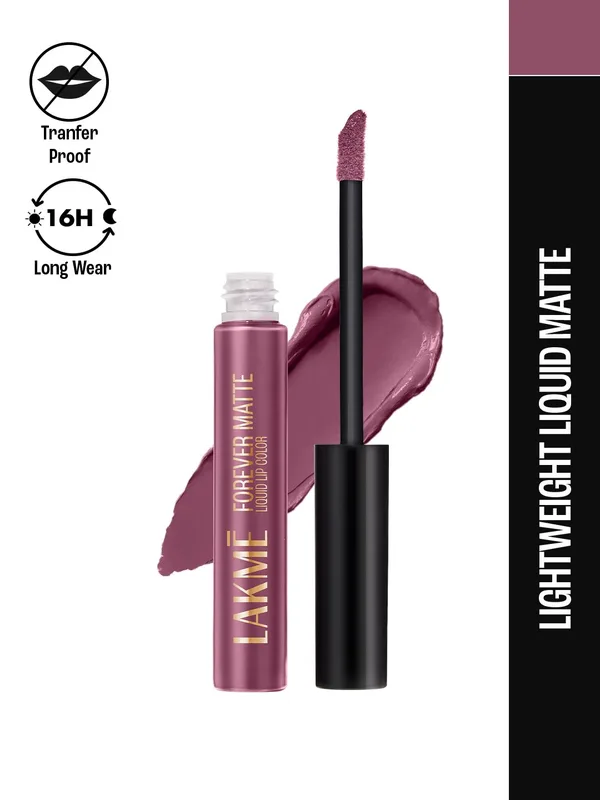 Lakme Forever Matte Lightweight & Transferproof 16Hr Liquid Lipstick 5.6ml - Mauve Fling