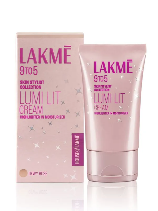 Lakme 9 To 5 Lumi Lit Cream - Highlighter + Moisturizer with Hyaluronic Acid 60g-Dewy Rose