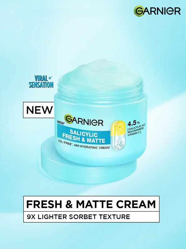 Garnier Fresh & Matte Salicylic Acid Sorbet Moisturizer for Hydrated & Oil-Free Skin 90ml