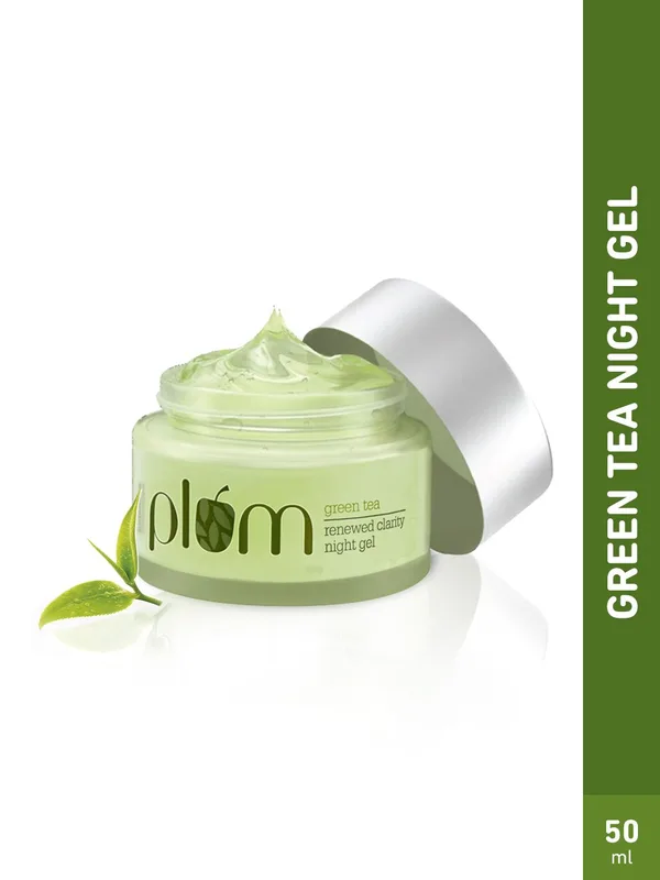 Plum Green Tea Night Gel Cream With Glycolic Acid To Fight Acne For Clear Skin - 50ml