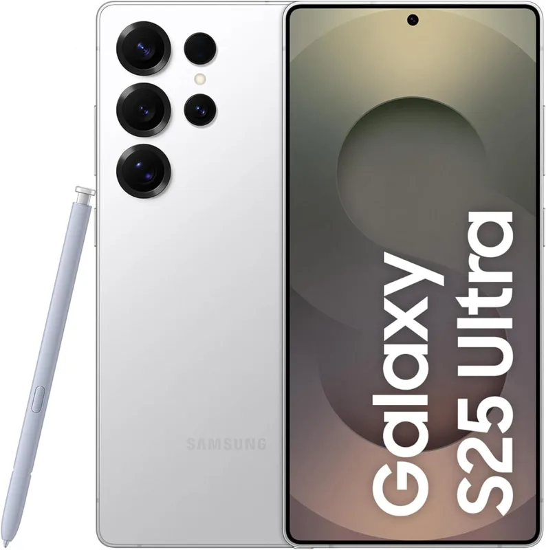 Samsung Galaxy S25 Ultra 5G AI Smartphone (Titanium Whitesilver, 12GB RAM, 256GB Storage), 200MP Camera, S Pen Included, Long Battery Life