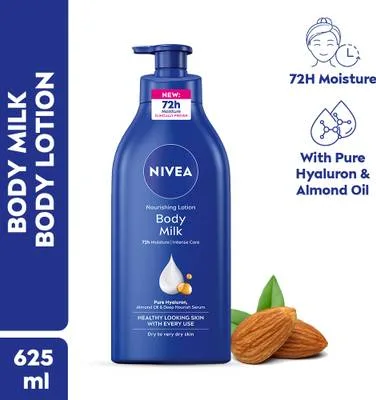 NIVEA Body Milk, Lotion Moisturizer, with Deep Moisture Serum, Hyaluron & Almond Oil