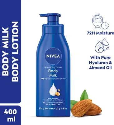 NIVEA Body Milk, Moisturizer Lotion, with Deep Moisture Serum, Almond Oil & Vitamin E