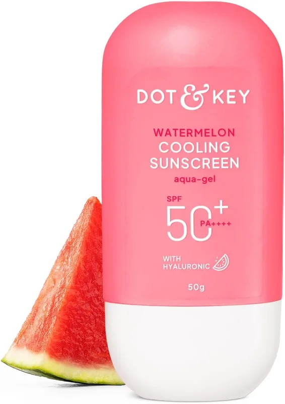 Dot & Key Watermelon Cooling Sunscreen, In-Vivo Tested SPF 50+ PA++++, With New-Age UV Filters, Instantly Cools skin, Controls Excess Oil, Broad Spectrum Protection, No White Cast, No White Cast | 50g