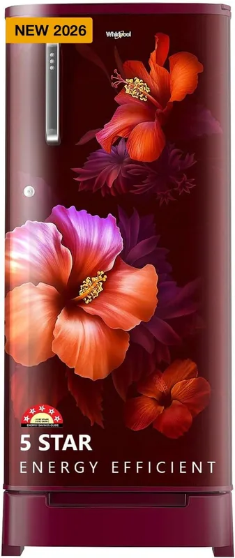 Whirlpool 184 L 5 Star Direct-Cool Single Door Refrigerator with Intellisense Inverter Compressor (205 WDE ROY 5S Inv WINE SPRING-Y, Red, 2026 Model)