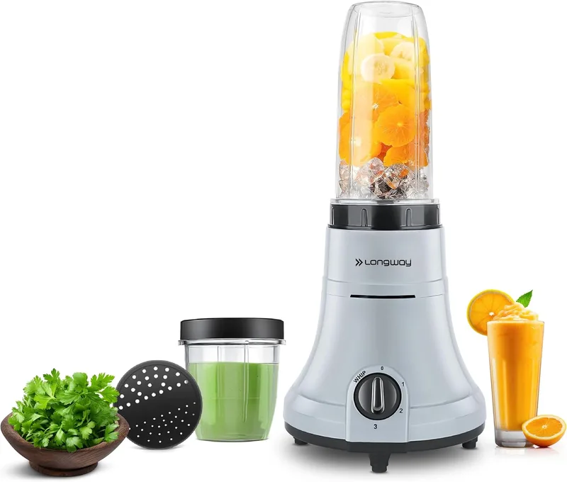 Longway Sage 500 Watt Juicer Mixer Grinder for Grinding, Mixing, Juicing with Powerful Motor (Gray & Black, 2 Jars)