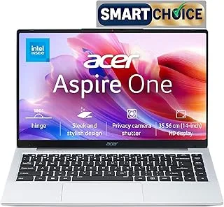 Acer Smartchoice Aspire One, Intel Core Celeron N4500, Office 2024 + M365 Basic, 12GB LPDDR4X / 512GB SSD, 14.0"/35.56cm TN HD Display, Win 11 Home, Pure Silver, 1.3KG, A114-45, Thin and Light Laptop