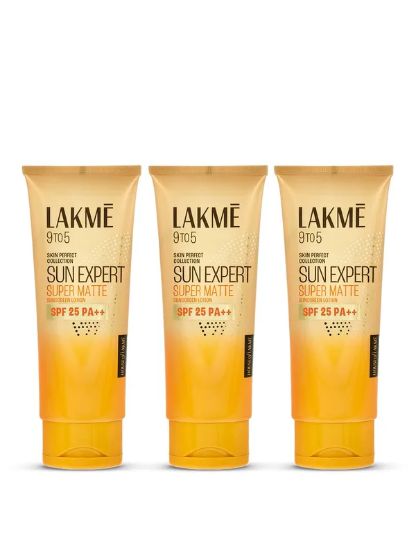 Lakme Set Of 3 Sun Expert SPF 25 Super Matte Sunscreen Lotion - 100ml Each