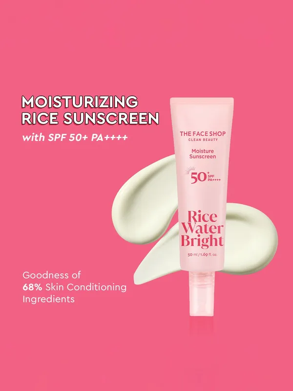 The Face Shop Rice Water & Vit B5 Sunscreen SPF50+ PA++++ Glass Skin Moisturizer