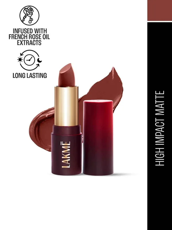 Lakme Forever Matte Long Lasting Lipstick With French Rose Oil Ext 4.5g - Nude Toast CN1