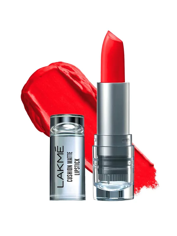 Lakme Cushion Matte Long Lasting Lipstick With French Rose Oil Ext 4.5g - Red Bomb Shell