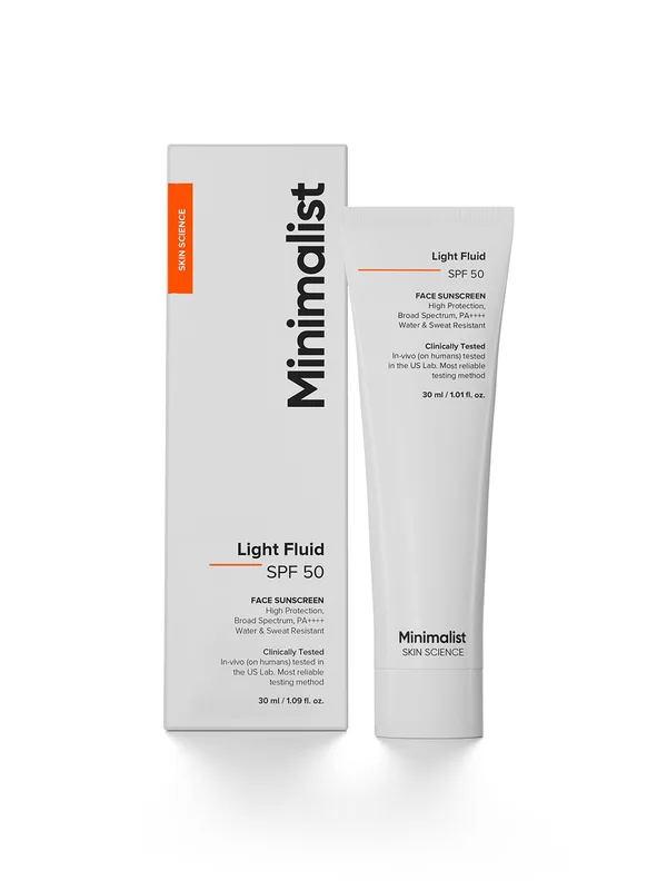Minimalist Light Fluid SPF 50 Face Sunscreen with Water & Sweat Resistance - 30 ml