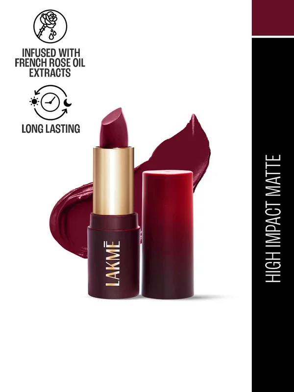 Lakme Cushion Matte Lipstick with French Rose Oil - Plum Obsession CM2
