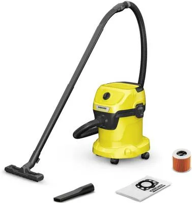 Karcher WD 3 V-15/4/20 (YYY) Wet & Dry Vacuum Cleaner 23kPa Suction, 1000W, 15L Plastic Tank, Blower, Fleece Filter Bag & Cartridge Filter, German Tech