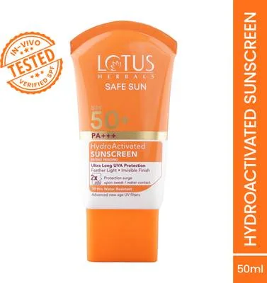 LOTUS HERBALS Sunscreen - SPF SPF 50+ PA+++ Safe Sun HydroActivated Face