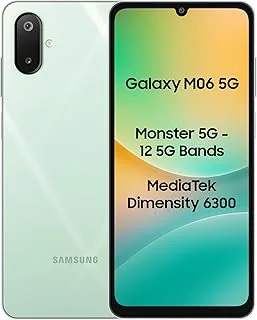 Samsung Galaxy M06 5G Mobile (Sage Green, 4GB RAM, 64GB Storage) | MediaTek Dimensity 6300 | AnTuTu 623K+ | 12 5G Bands | 25W Fast Charging | 4 Gen OS Upgrades | 50MP Camera | Without Charger