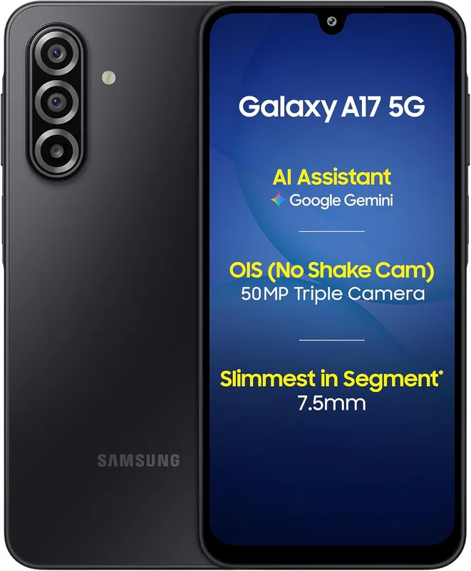 Samsung Galaxy A17 5G (Black, 6GB RAM, 128GB Storage) | 50 MP No Shake Camera | Gemini Live | Circle to Search | Super AMOLED | Corning Gorilla Glass Victus | 7.5mm Sleek | AI