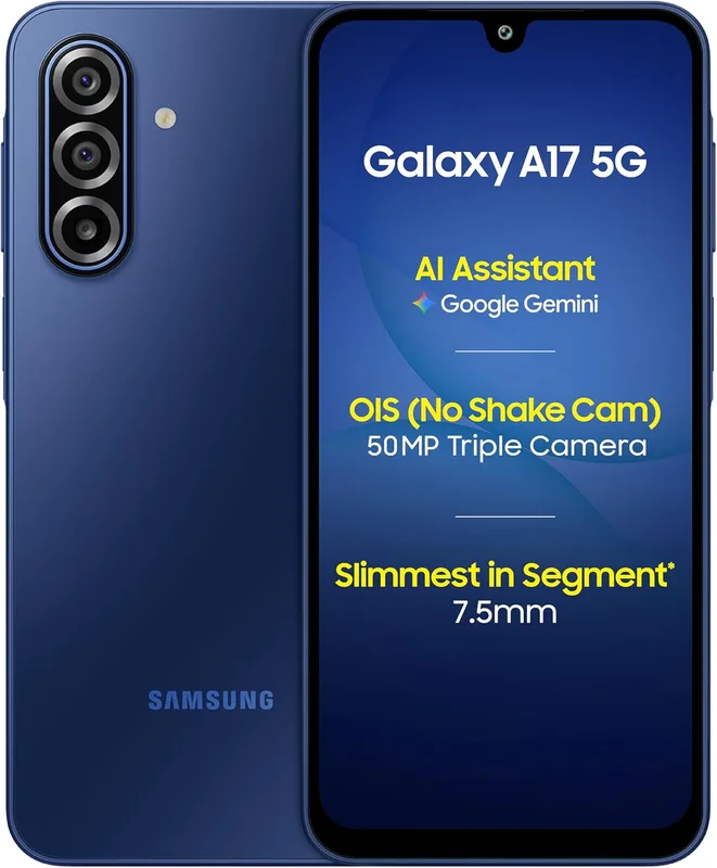 Samsung Galaxy A17 5G (Blue, 6GB RAM, 128GB Storage) | 50 MP No Shake Camera | Gemini Live | Circle to Search | Super AMOLED | Corning Gorilla Glass Victus | 7.5mm Sleek | AI