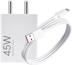 Mi Xiaomi Original 45W Turbo Fast Charger Combo/Rapid Charging with Qualcomm Quick Charge 3.0. Includes USB Type-C 3A Fast Charge Cable. Compatable with mobiles, laptops, and Power Banks (White)