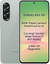 Samsung Galaxy A56 5G (Awesome Olive, 8GB, 256GB) | Segment Most Complete Triple Camera | AI Editing | 4nm Processor | sAMOLED Display| Gorilla Glass Victus+| 5 Gen OS Upgrades