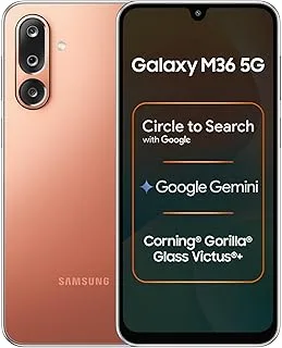 Samsung Galaxy M36 5G Mobile (Orange Haze, 6GB RAM, 128GB Storage) | Google Gemini| Gorilla Glass Victus+ | 7.7mm | AI Enhanced 50MP OIS Triple Camera | Nightography| Lag-free Gaming | Without Charger
