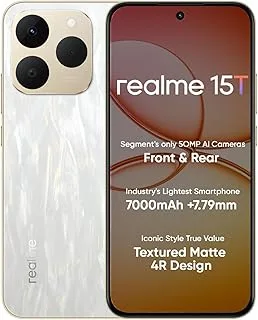 realme 15T 5G Smartphone 8+128GB 6.67inch Screen, 120Hz Display,7000mAh Battery,60W Fast Charge,Front & Rear Dual 50MP Cameras, Dimensity 6400 Max 5G Chipset,IP69, Flowing Silver