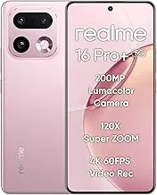 realme 16 Pro+ 5G Smartphone 8+256GB, 144Hz AMOLED Display, 7000mAh Battery, 80W SuperVOOC, 200MP Periscope Primary Camera 50MP Front Camera, Snapdragon 7 Gen 4, IP69, Pink