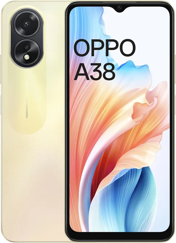 OPPO A38 (Glowing Gold, 4GB RAM, 128GB Storage) | 5000 mAh Battery and 33W SUPERVOOC | 6.56" HD 90Hz Waterdrop Display | 50MP Rear AI Camera with No Cost EMI/Additional Exchange Offers