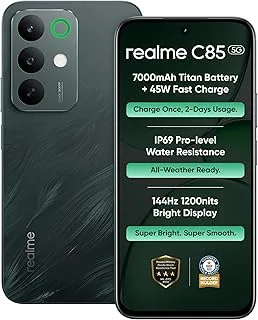 realme C85 5G Smartphone 4+128GB Green, 6.8 inch Screen, 144HZ Vision Display, 7000mAh Battery, 45W Fast Charge,Rear 50MP+Front 8MP Camera, MediaTek Dimensity 6300, IP69
