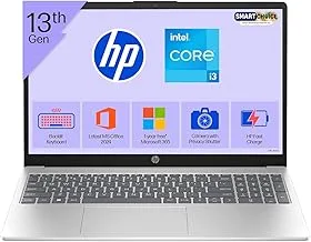 HP 15 Smartchoice, 13th Gen Intel Core i3-1315U(8GB DDR4,512GB SSD) FHD, Anti-Glare, Micro-Edge, 15.6''/39.6cm, Win11, M365(1yr)*Office24, Silver,1.59kg, fd0572TU, FHD Camera w/Shutter, Backlit Laptop