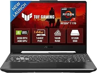 ASUS TUF A15, AMD Ryzen 7 170, RTX 3050-4GB, 16GB RAM (Upgradeable), 512GB SSD, FHD, 15.6"(39.6 cm),Windows 11 Home,Graphite Black, 2.3 Kg, FA506NCQ-HN006W, Gaming Laptop