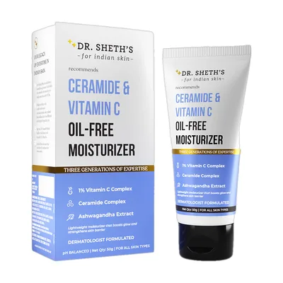 Dr. Sheth’s Ceramide & Vitamin C Oil-free Moisturizer | Light Face Cream to Hydrate Skin 50g
