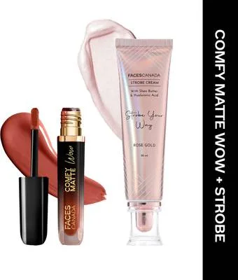 FACES CANADA Comfy Matte Wow Liquid Lipstick (3.8ml) & Strobe Cream (30ml)