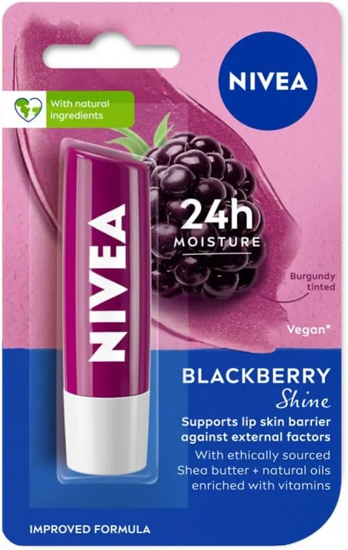 NIVEA Lip Balm, Fruity Berry Shine, 4.8gm, Purple