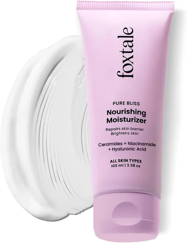 Foxtale Nourishing Ceramide Face Moisturizer with Niacinamide for 100 Hr Hydration, Lightweight & Non-Sticky, For Soft & Glowing Skin, Men & Women, All Skin Types, 100 ml