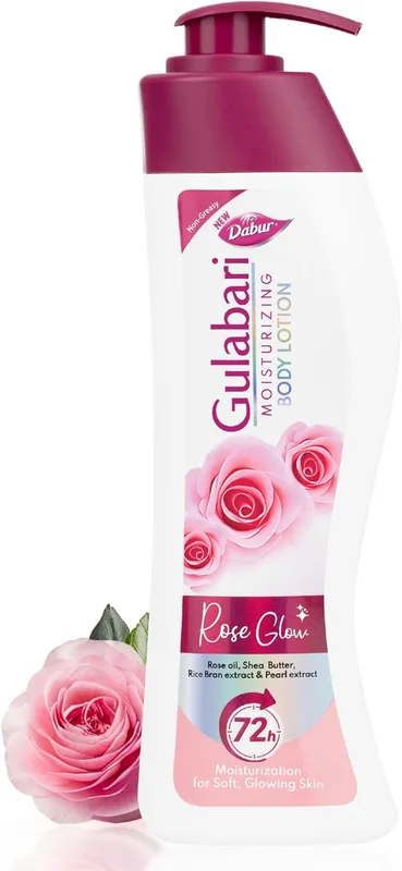Dabur Gulabari Moisturizing Body Lotion – 400 ml | For Men & Women | Dry Skin Care | With 100% Organic Rose Oil & Shea Butter | Dermatologically Tested | Paraben Free | 72 Hour Moisturisation