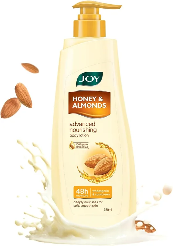 Joy Honey & Almonds Advanced Nourishing Lightweight Summer Body Lotion 750ml | Enriched With Shea Butter | Natural Sunscreen Filters | 48 Hour Moisture, Suitable for Normal to Dry Skin