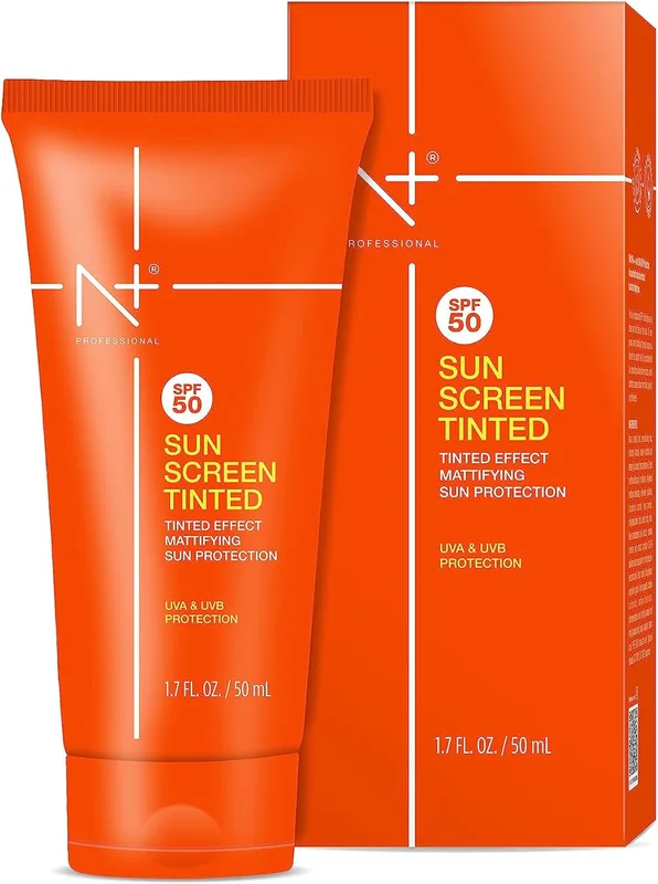 N PLUS Professional Sun Screen Tinted Spf 50 With Tinted Effect, Mattifying Sun Protection For All Skin Type, Uva & Uvb Protection For Skin Type