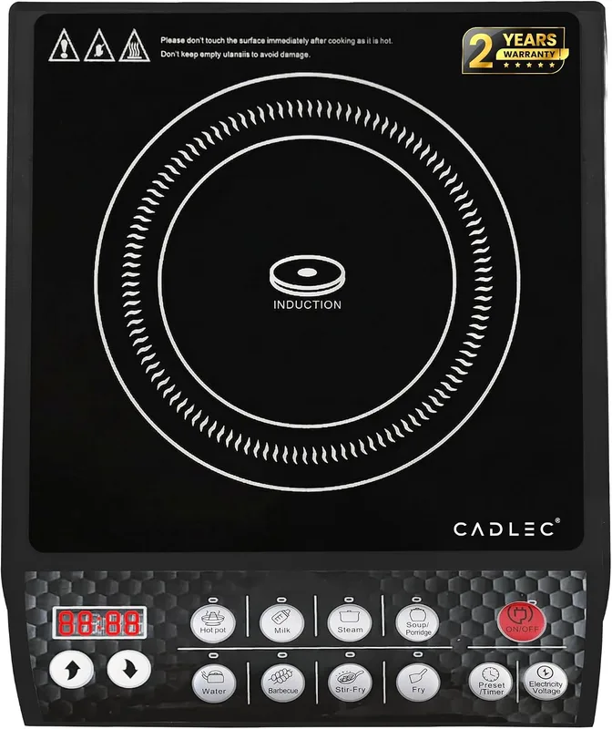 Cadlec CookFusion_5 2000W Induction Cooktop | 8 Cooking Modes, Auto Shut-Off, Over-Heat Protection, LED Display, BIS Approved, 2-Year Warranty | Black