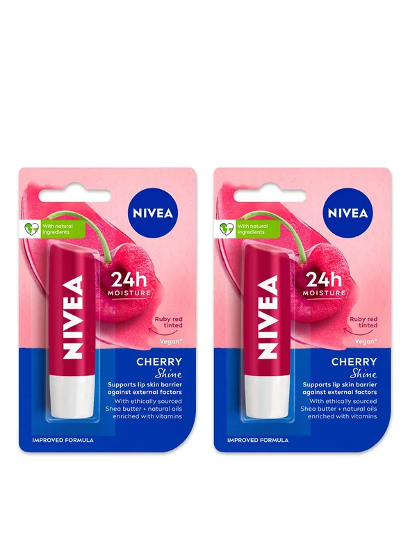Nivea Set Of 2 Long Lasting Moisturisation Lip Balm 4.8g Each - Cherry Shine
