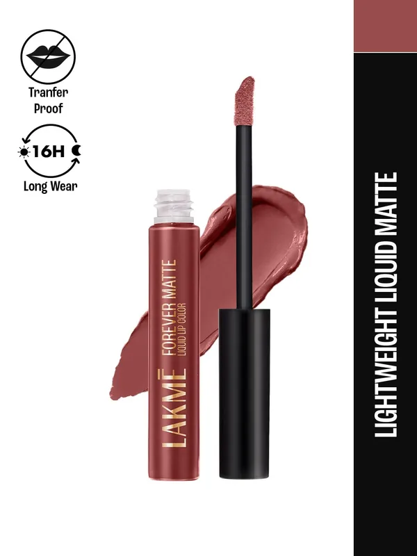 Lakme Forever Matte Lightweight & Transferproof 16Hr Liquid Lipstick 5.6ml - Rosewood