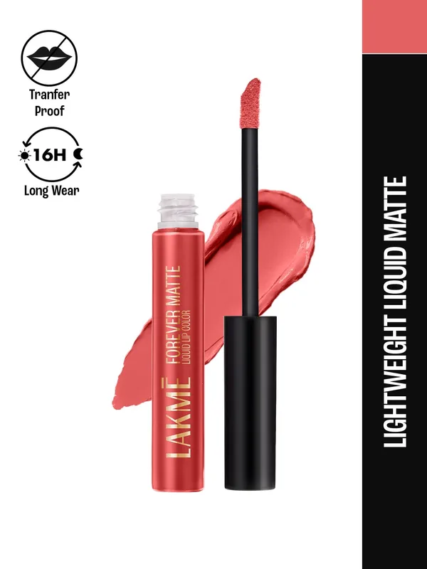 Lakme Forever Matte Lightweight & Transferproof 16Hr Liquid Lipstick 5.6ml - Pink Vintage