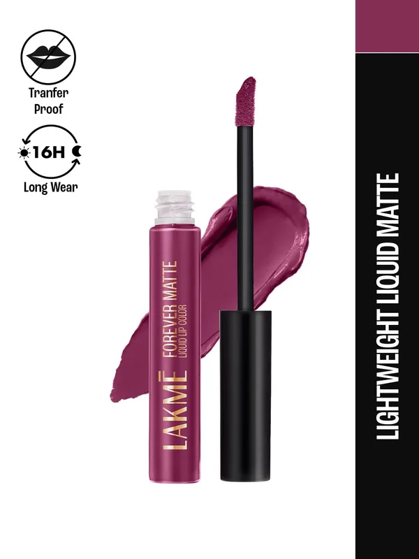 Lakme Forever Matte Lightweight & Transferproof 16Hr Liquid Lipstick 5.6ml - Purple Pout