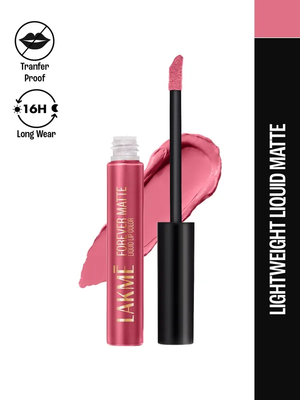 Lakme Forever Matte Lightweight & Transferproof 16Hr Liquid Lipstick 5.6ml - Pink Parfait