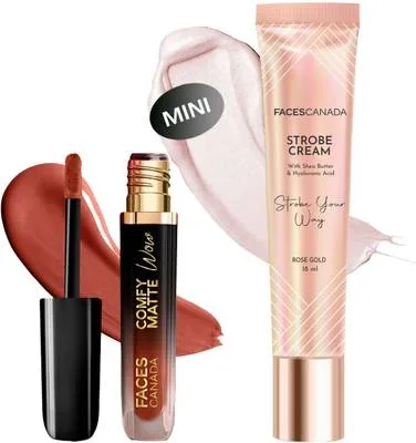 FACES CANADA Comfy Matte Wow Liquid Lipstick (3.8ml) & Strobe Cream (18ml) |